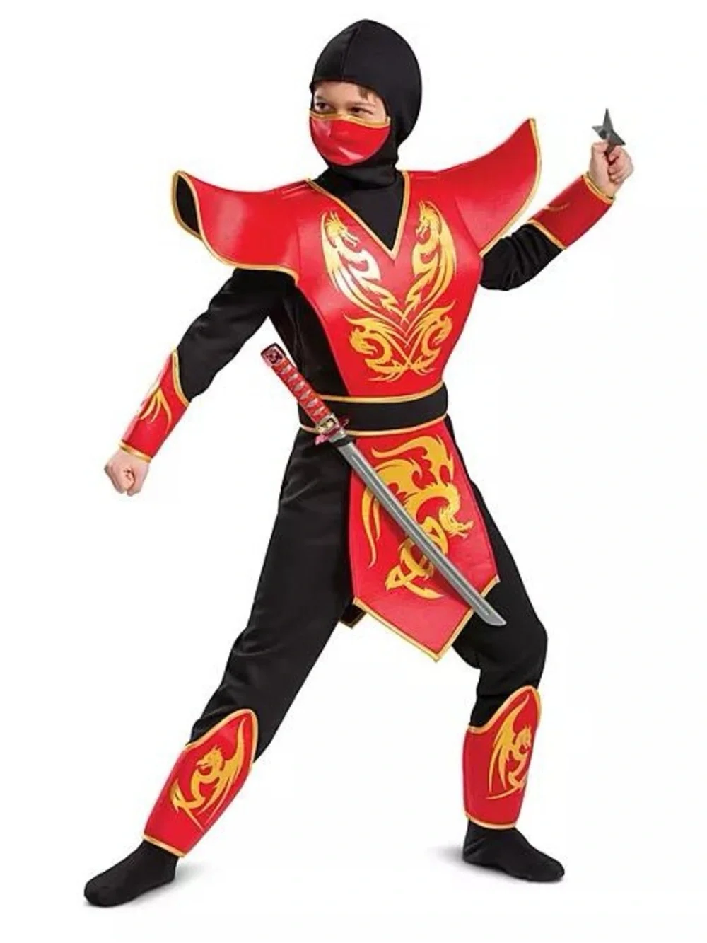 Kids Red and Black Dragon Ninja Costume